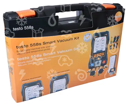 sada pro vakuum Testo 558s, chytrý digitální servisní přístroj s bezdrátovou vakuovou sondou a bezdrátovými klešťovými teplotními sondami, 0564 5582